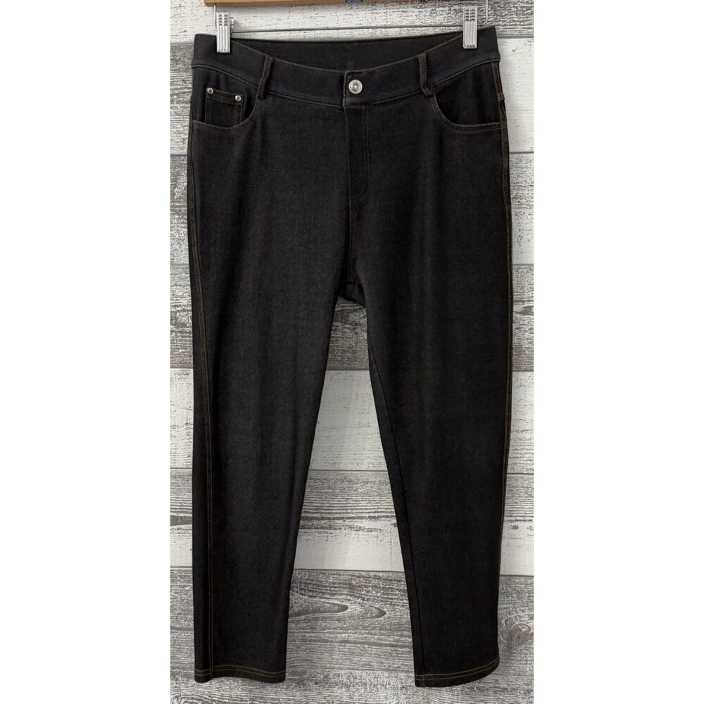Yelete Women's Stretchy Pull On Skinny Cropped Jeggings Black - XL  (Fit 30x22)